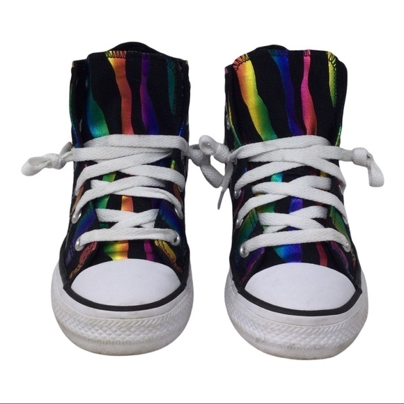 Converse Chuck Taylor AllStar Can't Be Tame Rainbow Zebra Stripe High Tops - Picture 1 of 7